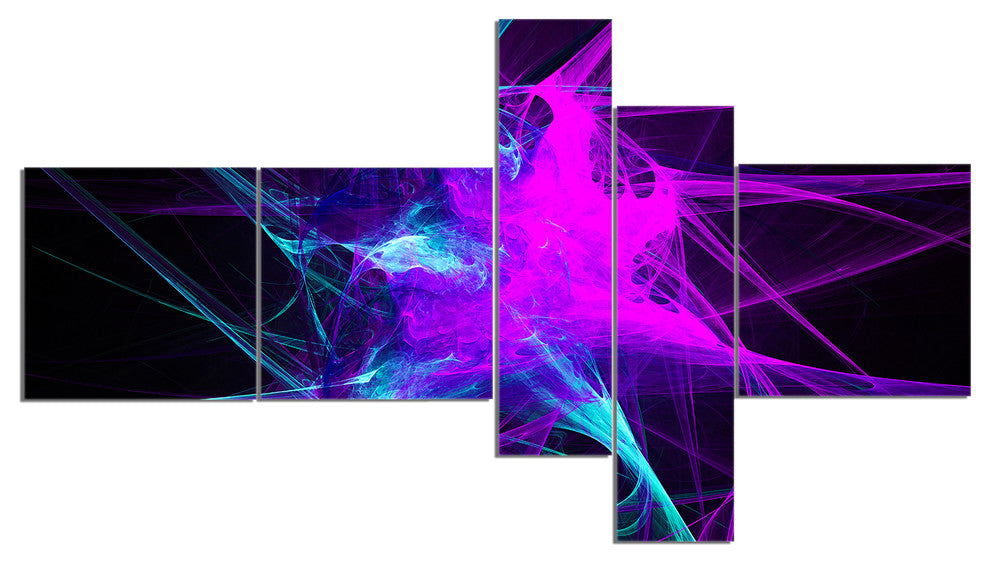 Purple Glowing Ball of Smoke, Abstract Canvas art print, 60"x32", 5 panels