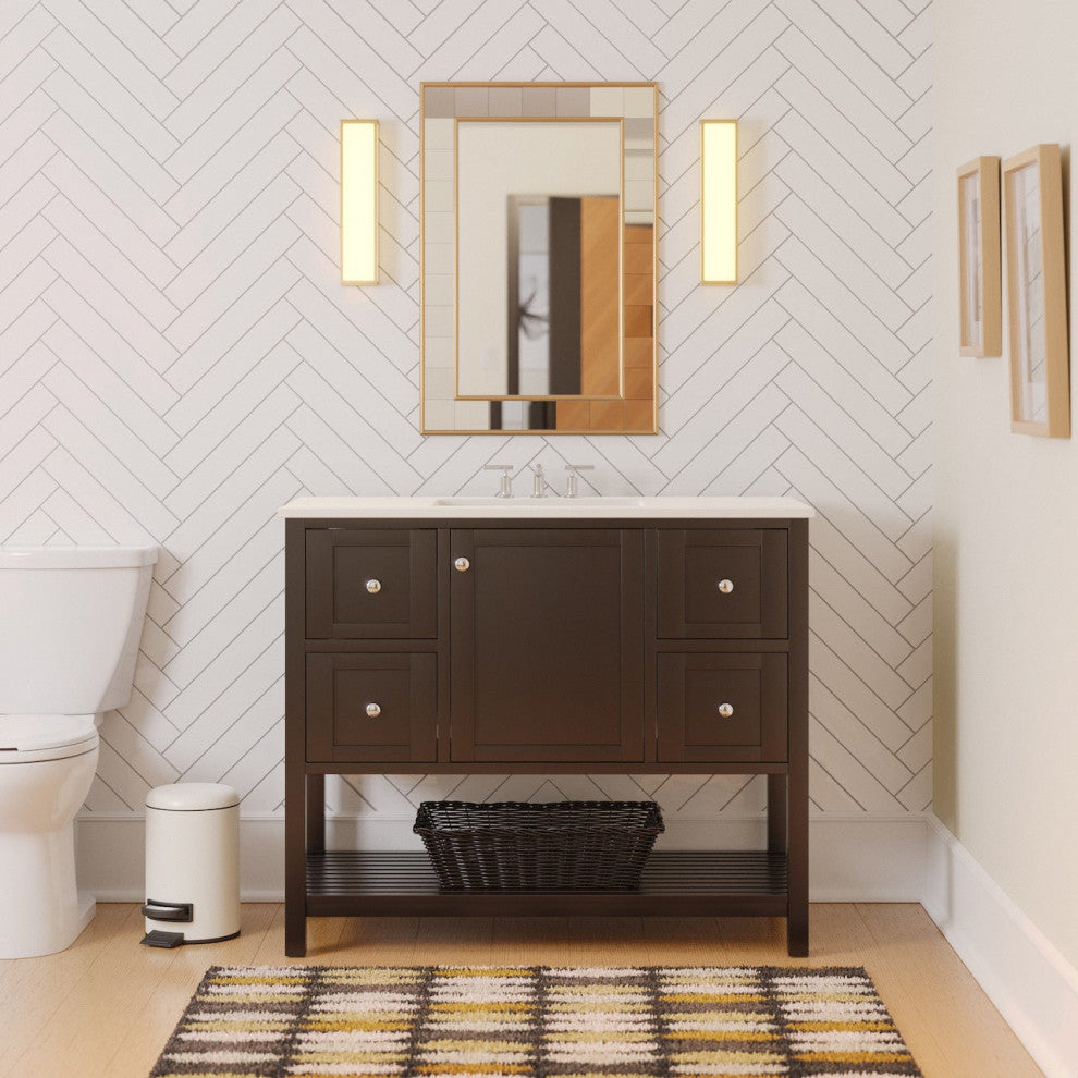 Lakeshore 42" Bathroom Vanity, Chocolate, Engineered White