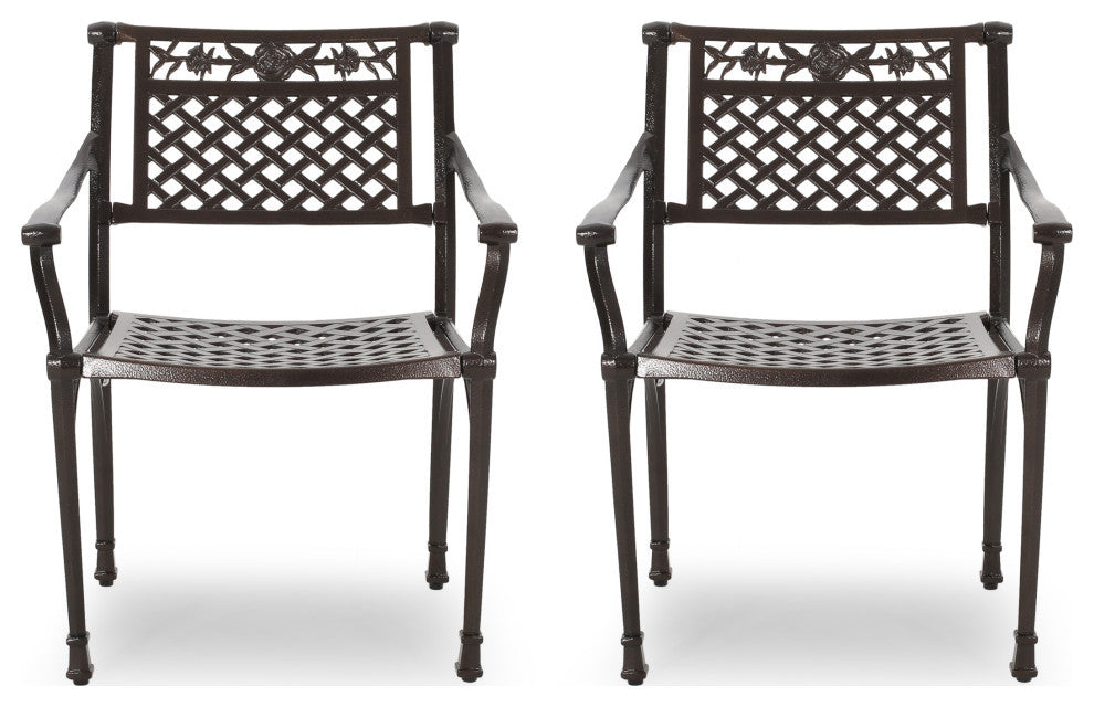 Ridgecrest Traditional Outdoor Aluminum Dining Chair, Set of 2