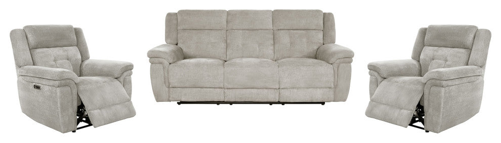 Richland Bristol Grey Power Reclining Sofa and Two Recliners