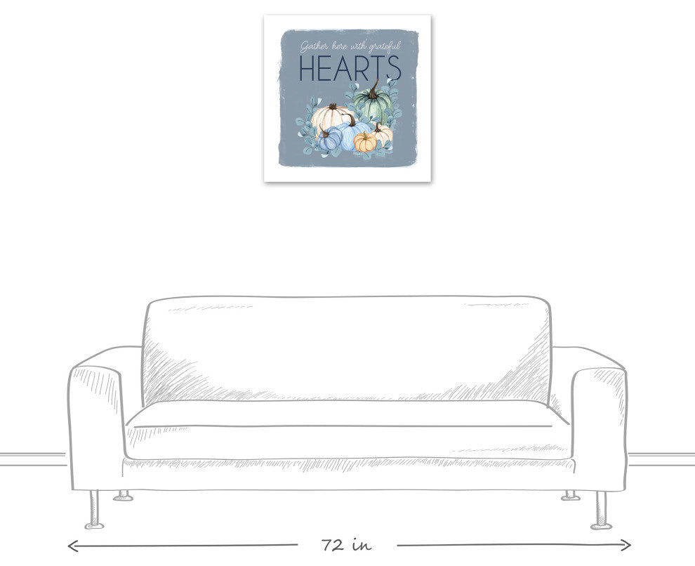 Gather Hearts Blue Mood Pumpkins 2 24"x24" Canvas Wall Art