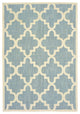 HomeRoots 6' x 9' Blue Ivory Machine Woven Geometric Indoor or Outdoor Area Rug