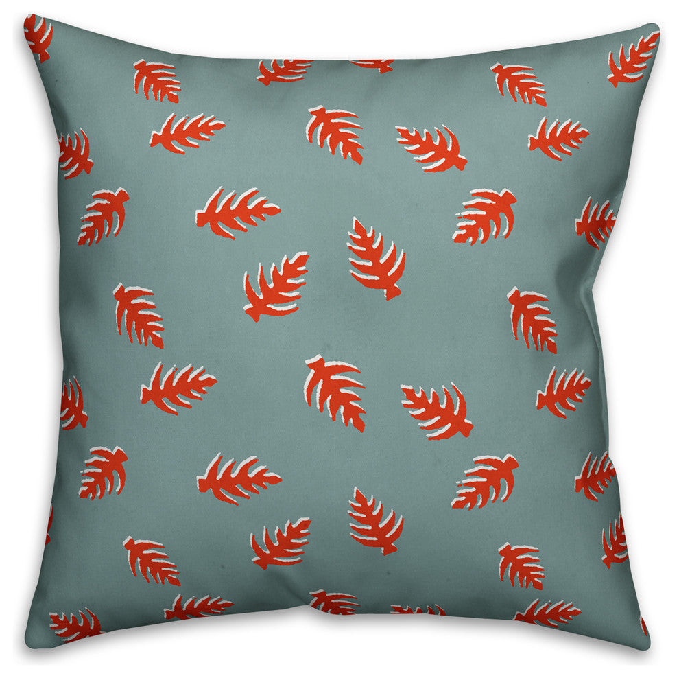 Palm Pattern, Red and Blue Throw Pillow, 16"x16"
