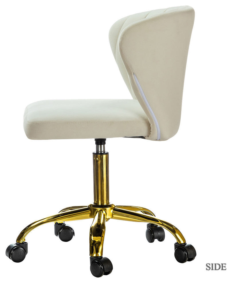 Swivel Task Chair With Tufted Back, Ivory