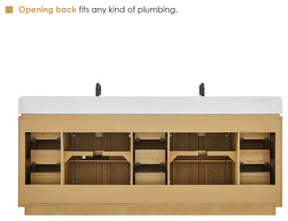 Serene Bathroom Vanity, Nature Brown, 84", No Mirror