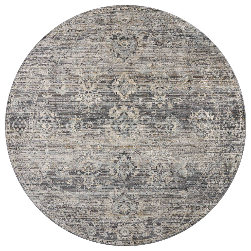 Jean Stoffer x Loloi Katherine Graphite / Jade 9'-6" x 9'-6" Round Area Rug