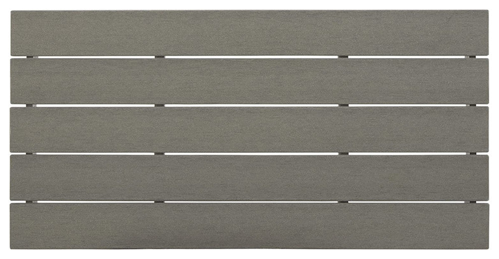 Durable Outdoor Coffee Table with HDPE Construction and Slatted Rectangular Top, Gray