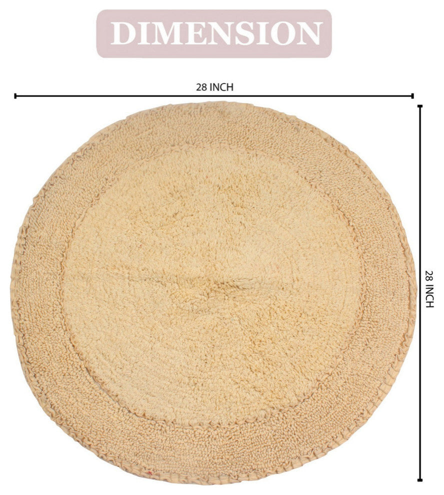 Double Ruffle Collection Bath Rugs Set, 28 Round, Yellow