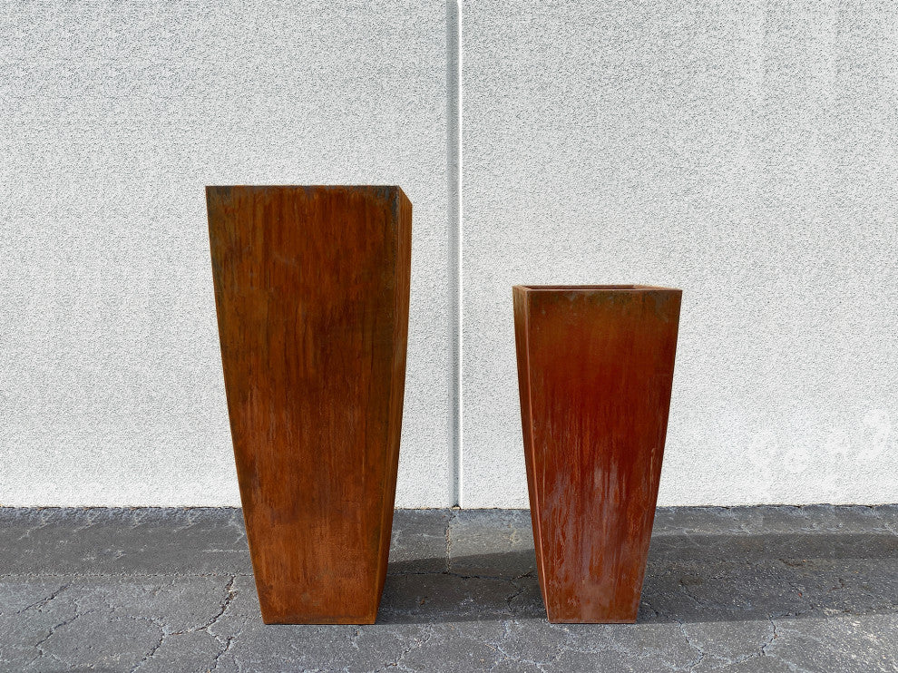 Steel Radius Tapered Planter, Corten, X-Large