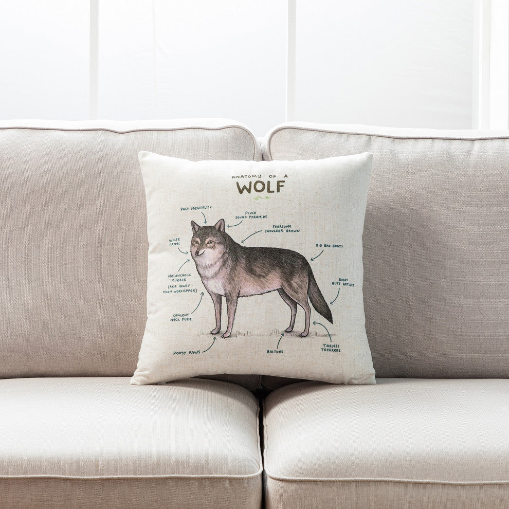 Farmhouse Animals Throw Pillow, Set of 2, Wolf