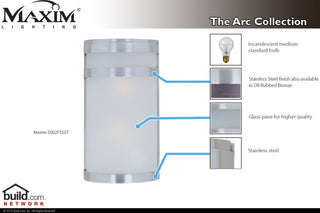 Maxim 5002 Arc 12" 2 Light Wall Sconce - Stainless Steel / Frosted Glass