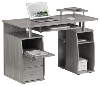 Techni Mobili Complete Computer Workstation Desk With Storage, Grey
