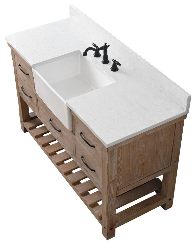 Wesley 54" Bathroom Vanity, Weathered Natural