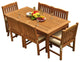 7-Piece Outdoor Patio Teak Dining Set, 71" Rectangle Table, 6 Devon Arm Chairs