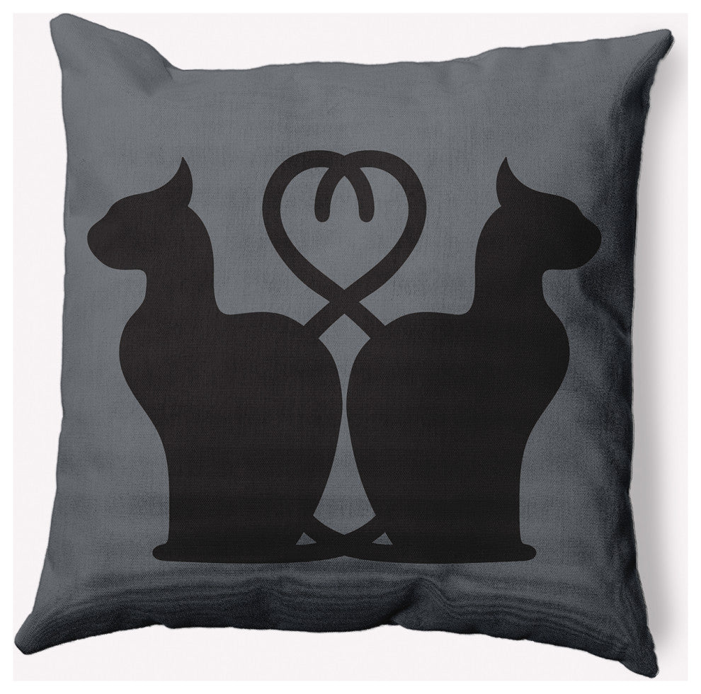 20" x 20" Conniving Cats Indoor/Outdoor Polyester Throw Pillow, Steel Gray