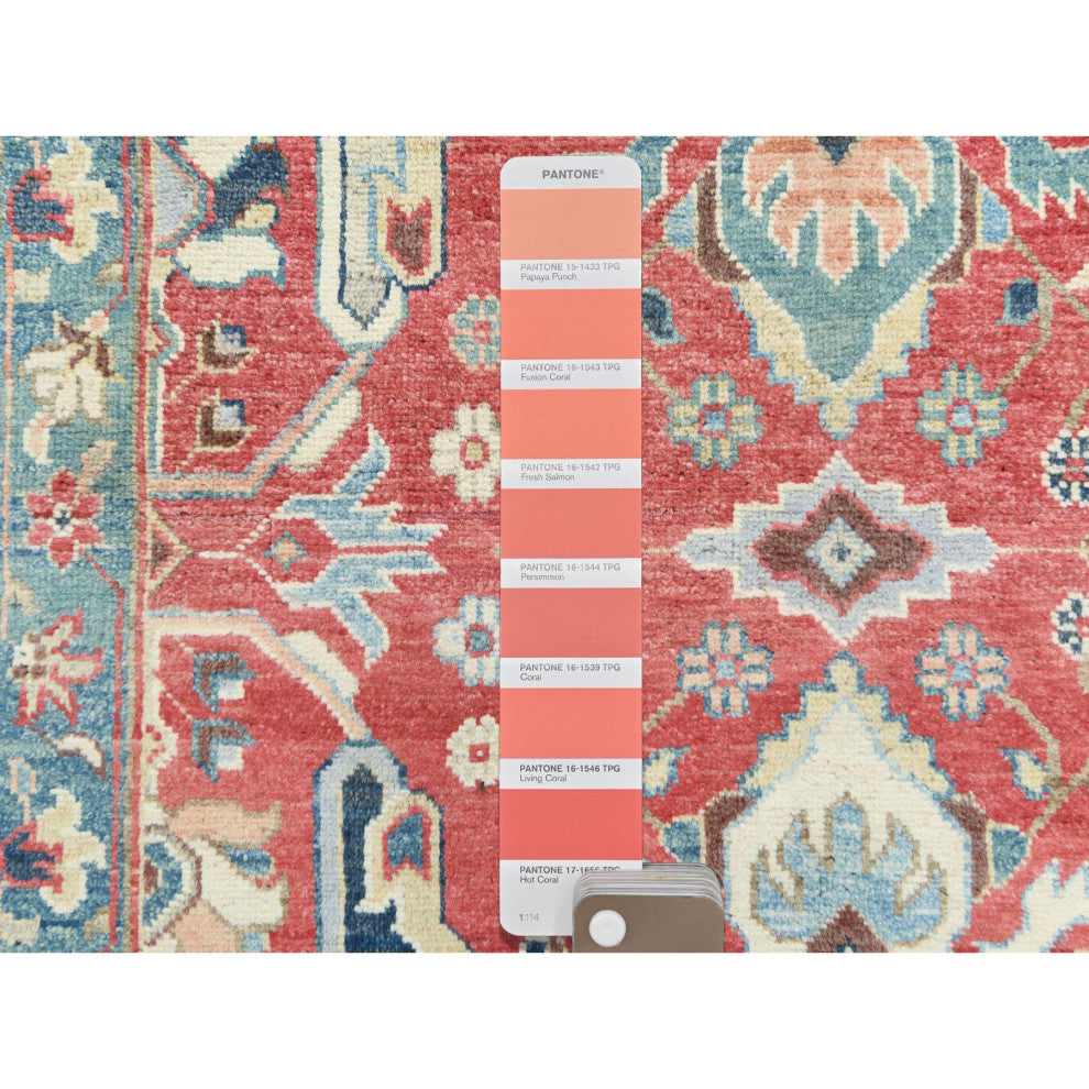 Soft Red Dense Weave Pure Wool Hand Knotted Bijar Garus Design Rug, 9'0"x12'0"