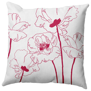 Popping Poppies Decorative Throw Pillow, Bold Pink, 16"x16"