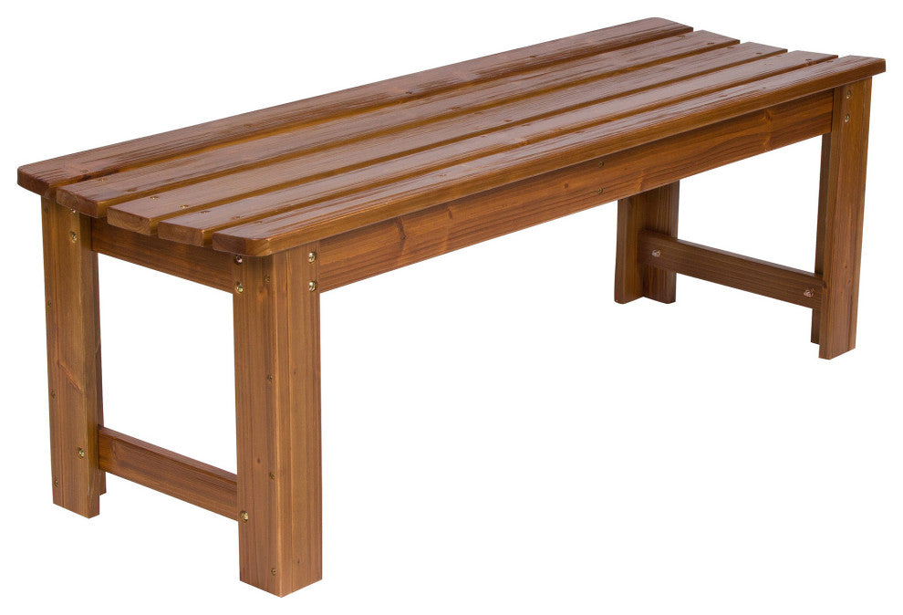 Shine Company 4'' Backless Garden Bench With HYDRO-TEX, Oak Color