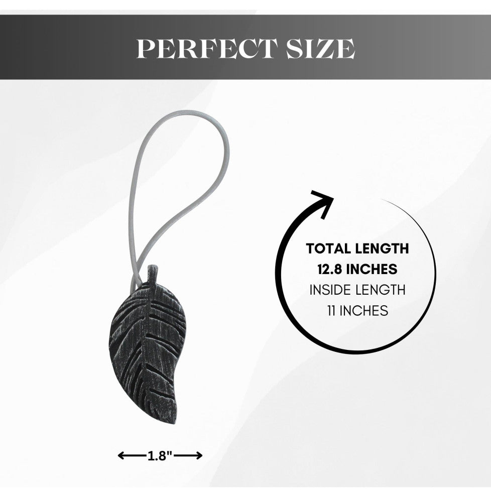 Magnetic Wooden Leaf Curtain Tiebacks, Black, Pack of 2