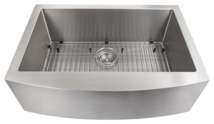 ZLINE Farmhouse Single Bowl Sink in Stainless Steel with Bottom Grid