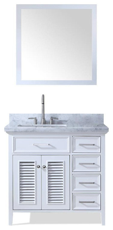 Ariel Kensington 37" Traditional Left Offset Single Sink Vanity Set, White