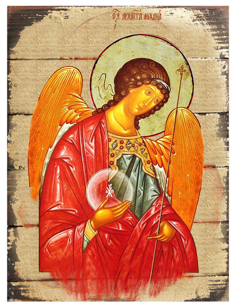 Icon Archangel Michael Wall Art On Wood, 16 Inch