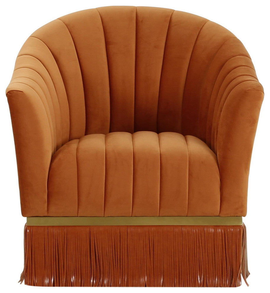Enid Cinnamon Velvet Swivel Chair