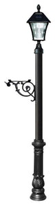 Post System Only With Bayview Solar Lamp, Support Bracket And Ornate Base, Black