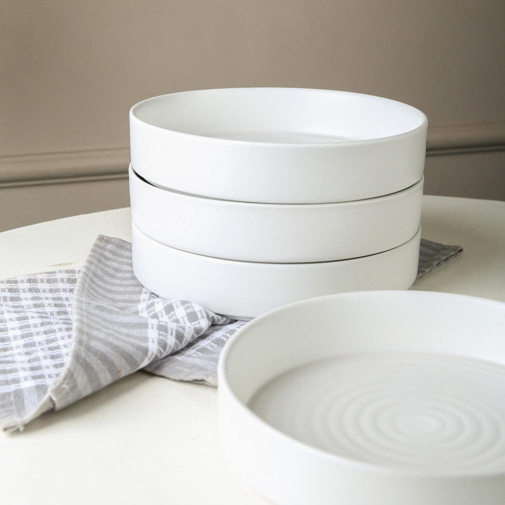 Stone Lain Elica Stoneware 12 Piece Dinnerware Set, White