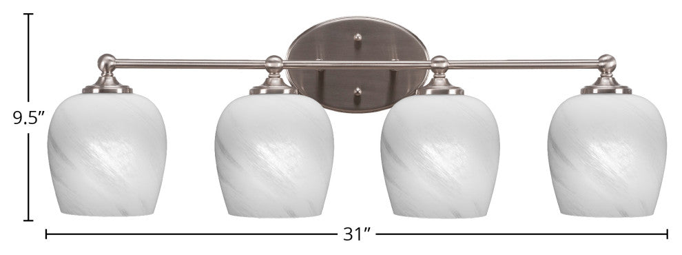 Capri 4-Light Bath Bar, Brushed Nickel/White Marble