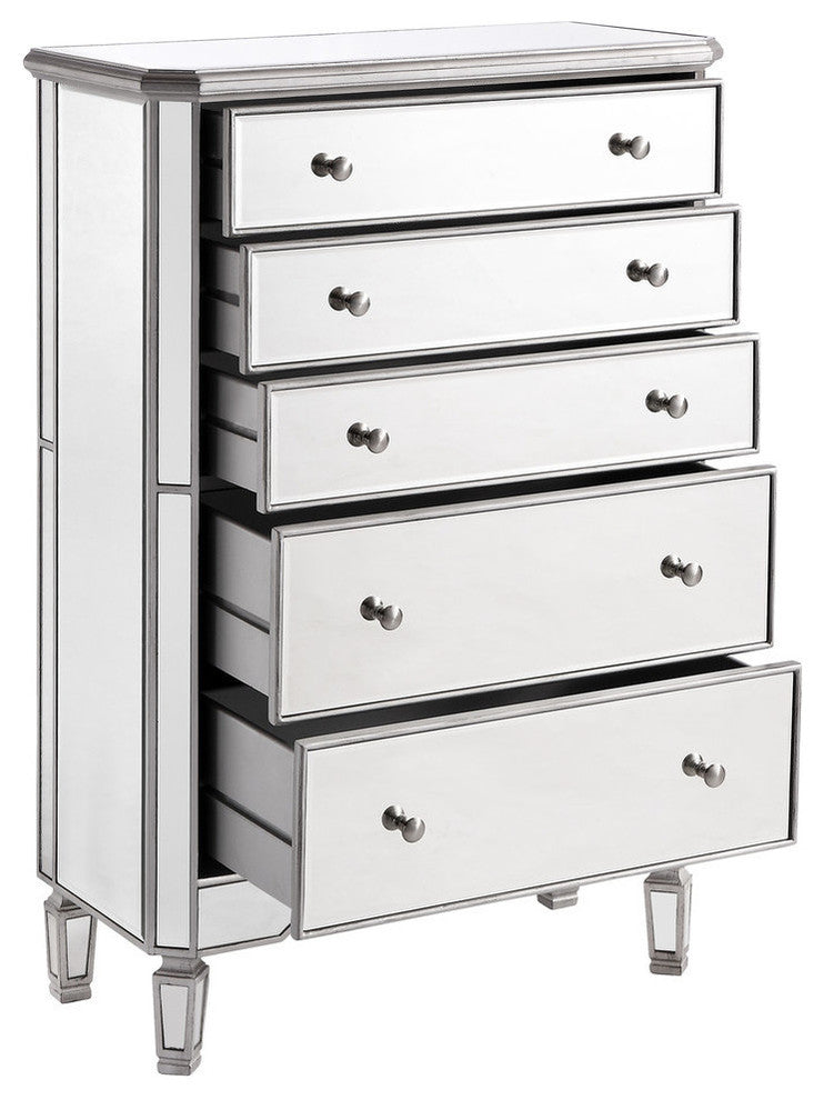 Chamberlan Clear Mirror 5 Drawer Cabinet