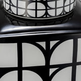 Ceramic 16"H Square Jar, Lid, Black/White