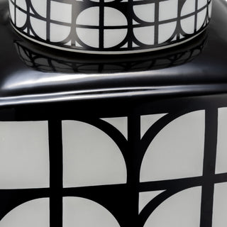 Ceramic 16"H Square Jar, Lid, Black/White