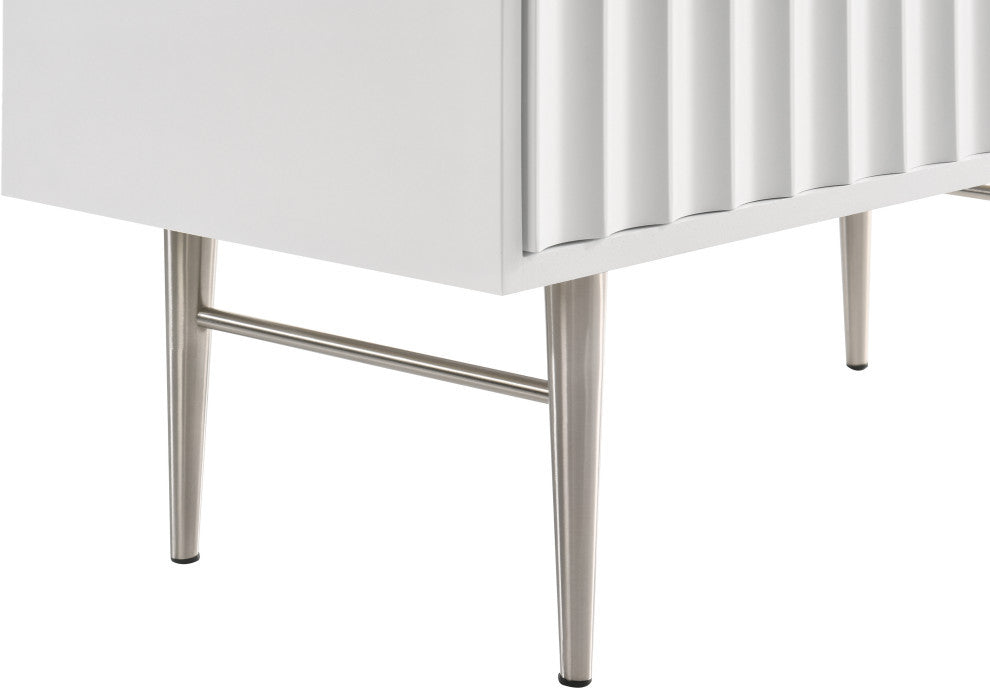 Modernist Medium Gloss Finish Chest, Brushed Chrome