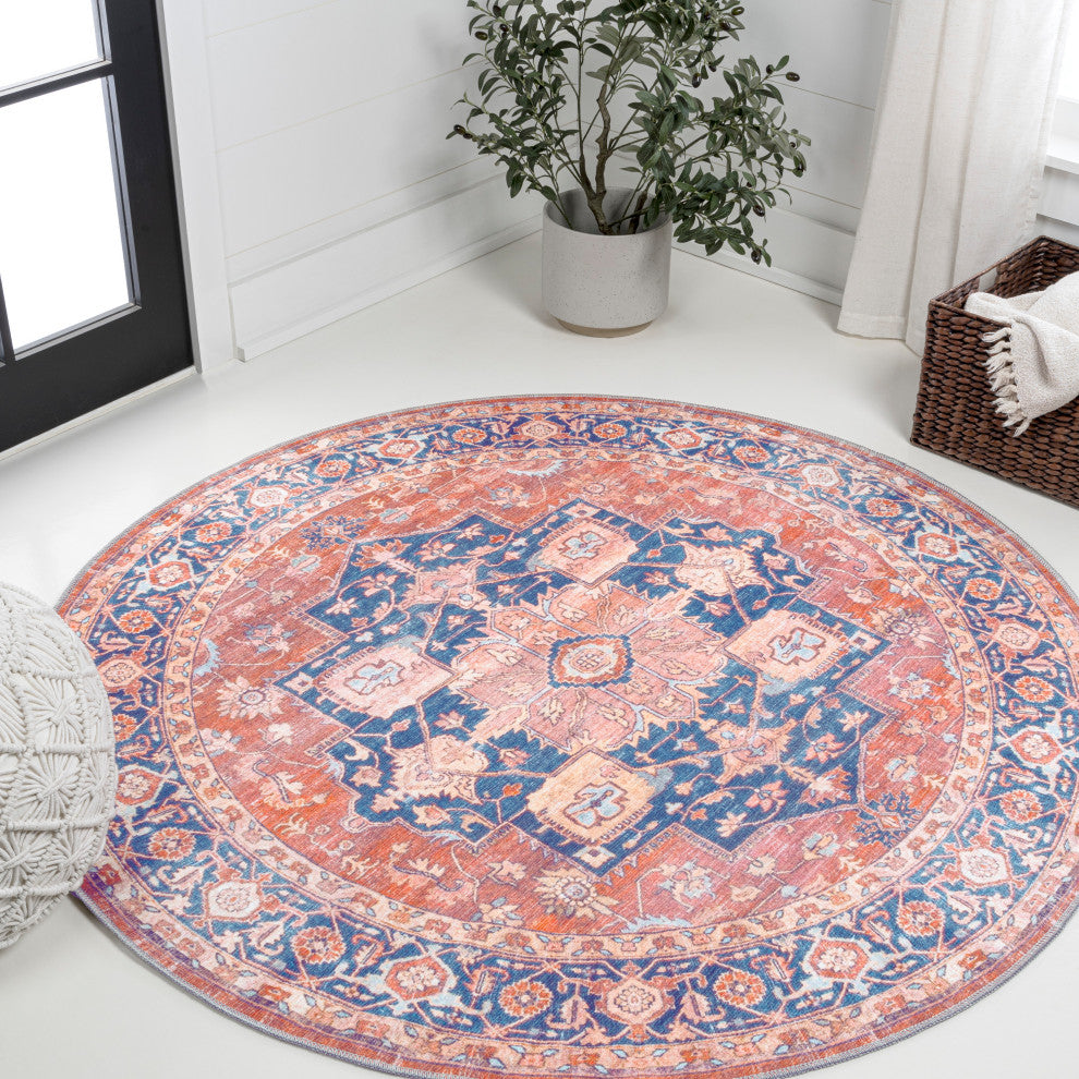 Maris Ornate Medallion Machine-Washable Area Rug