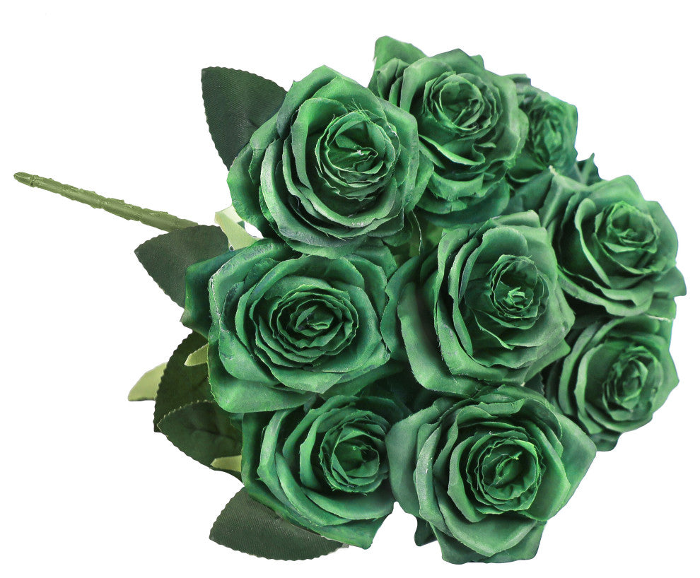 Set of 2 Artificial Queen Rose Flower Stem Bush Bouquet 18"