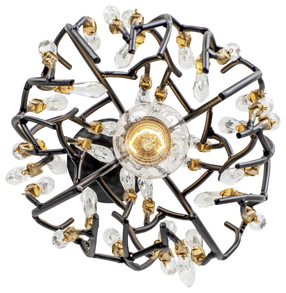 Bask 1-Lt Crystal Mini Pendant - Matte Black/French Gold