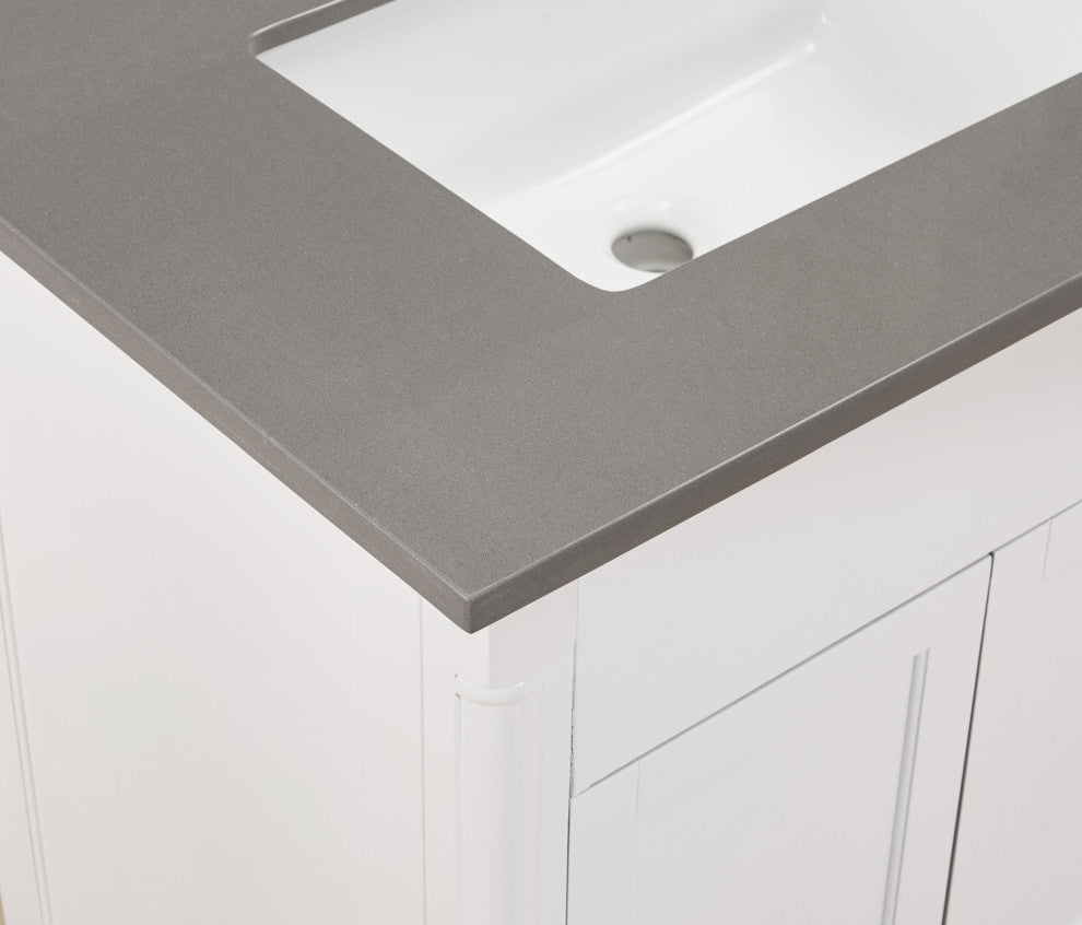 Madrid Bathroom Vanity Countertop, Concrete Gray With White Sink, 73"