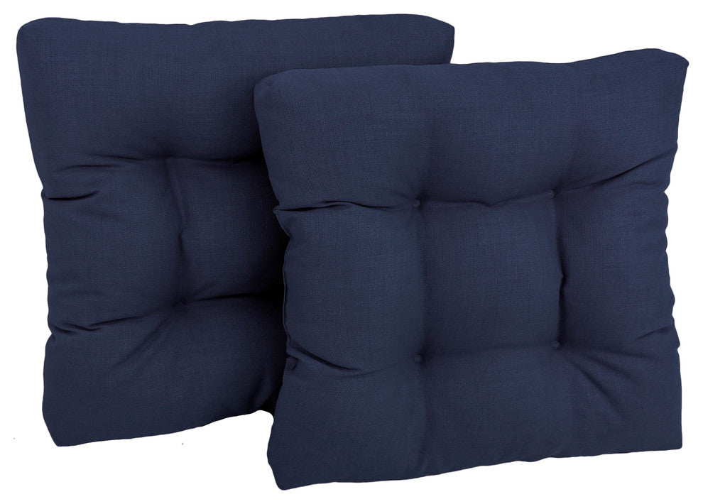 19" Squared Spun Polyester Tufted Dining Chair Cushion, Set of 2, Azul