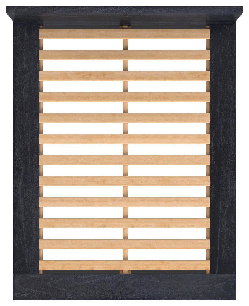 Halmstad Wood Panel Bed, Washed Black, Queen