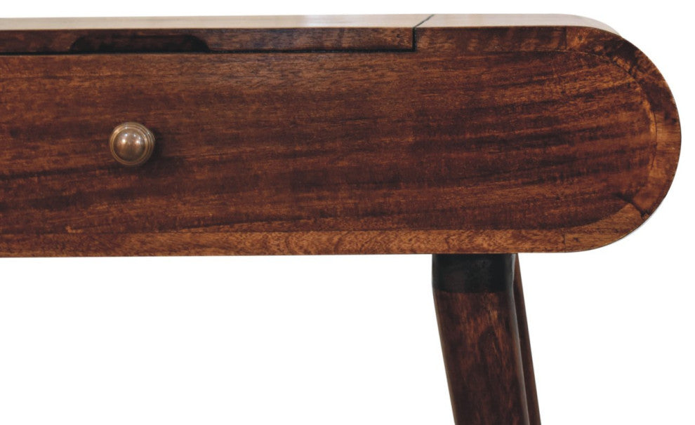 Artisan Furniture Mini California Walnut Dressing Table with Foldable Mirror