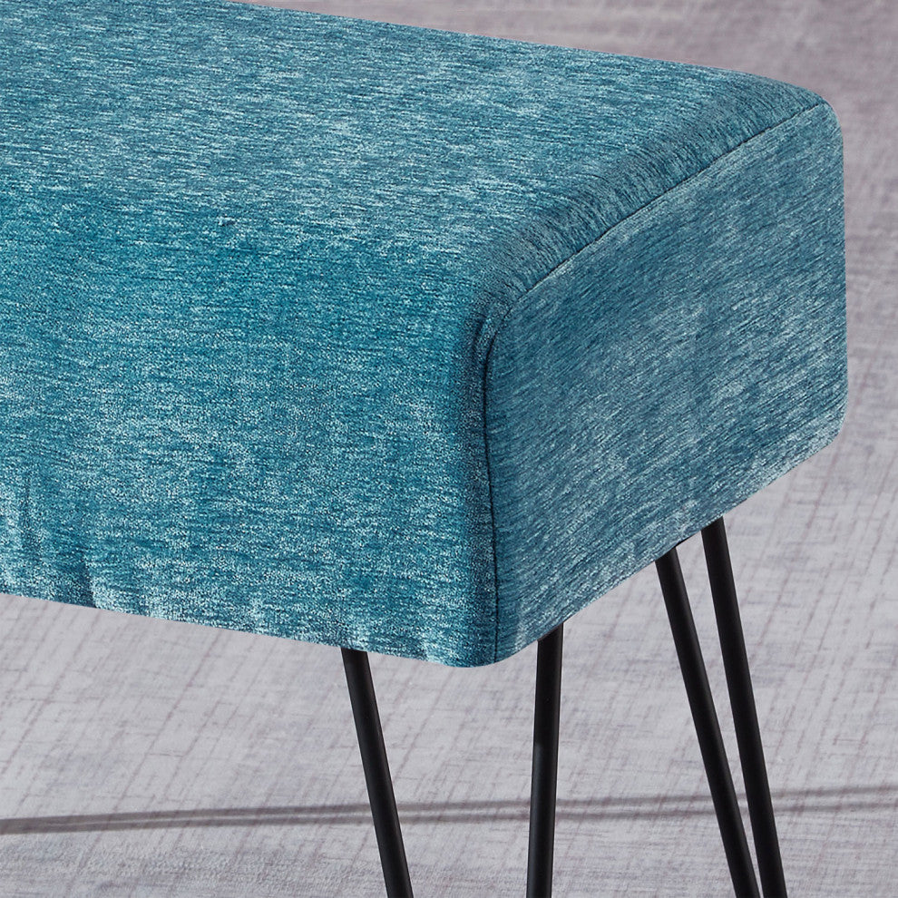 Tanga Jacquard Chenille Ottomans, Turquoise, 19''x13''x17''