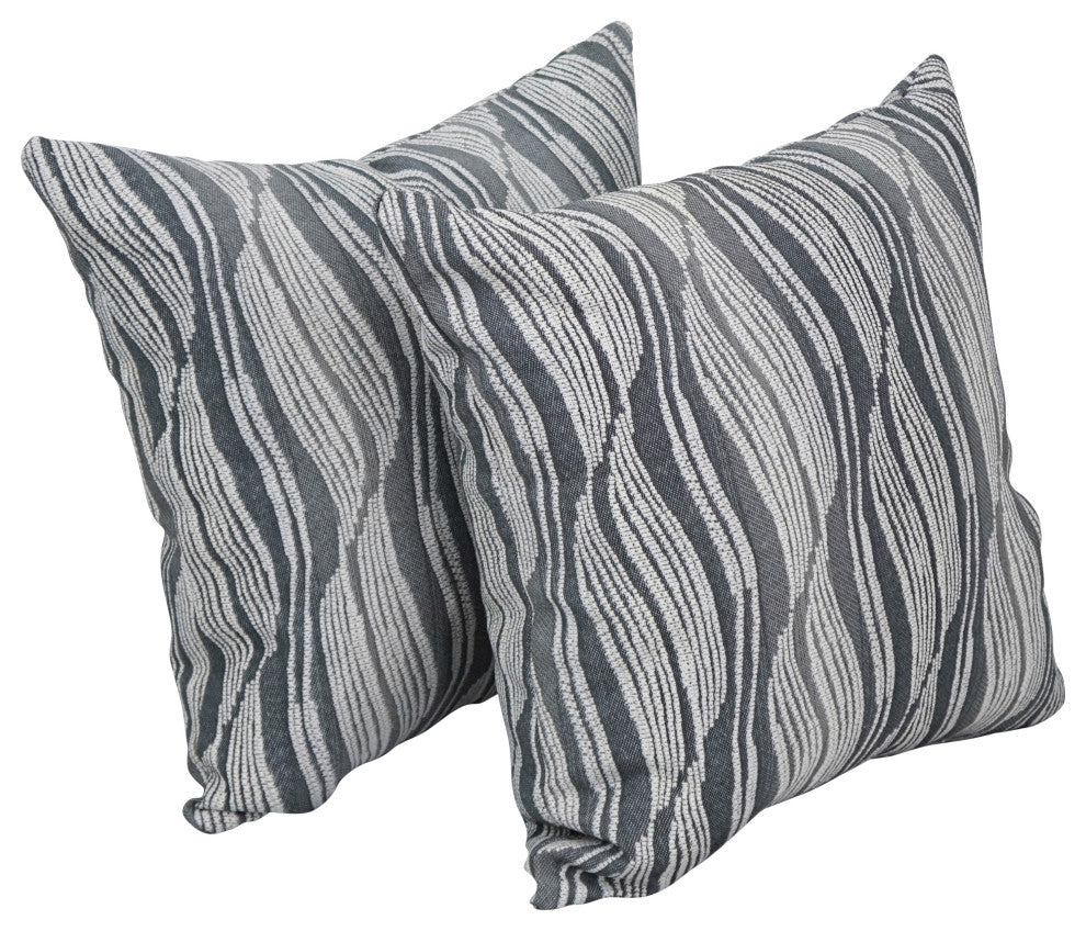 17" Jacquard Throw Pillows With Inserts, Set of 2, Clove Minera