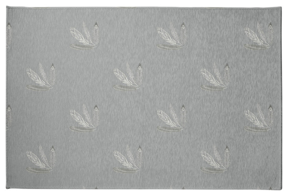 Feather Pattern Spring Chenille Rug, Gray, 4'x6'