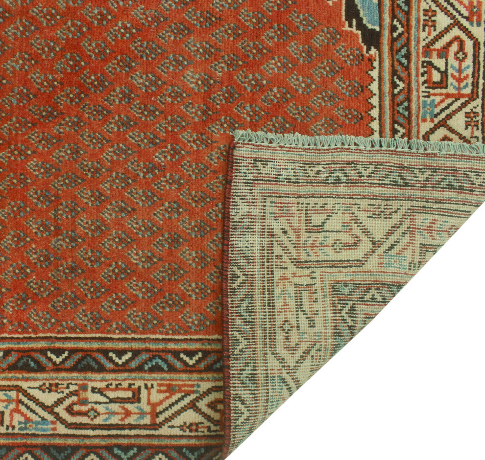 Fine Vintage Distressed Niloufar Rust/Beige Runner, 3'3x10'0