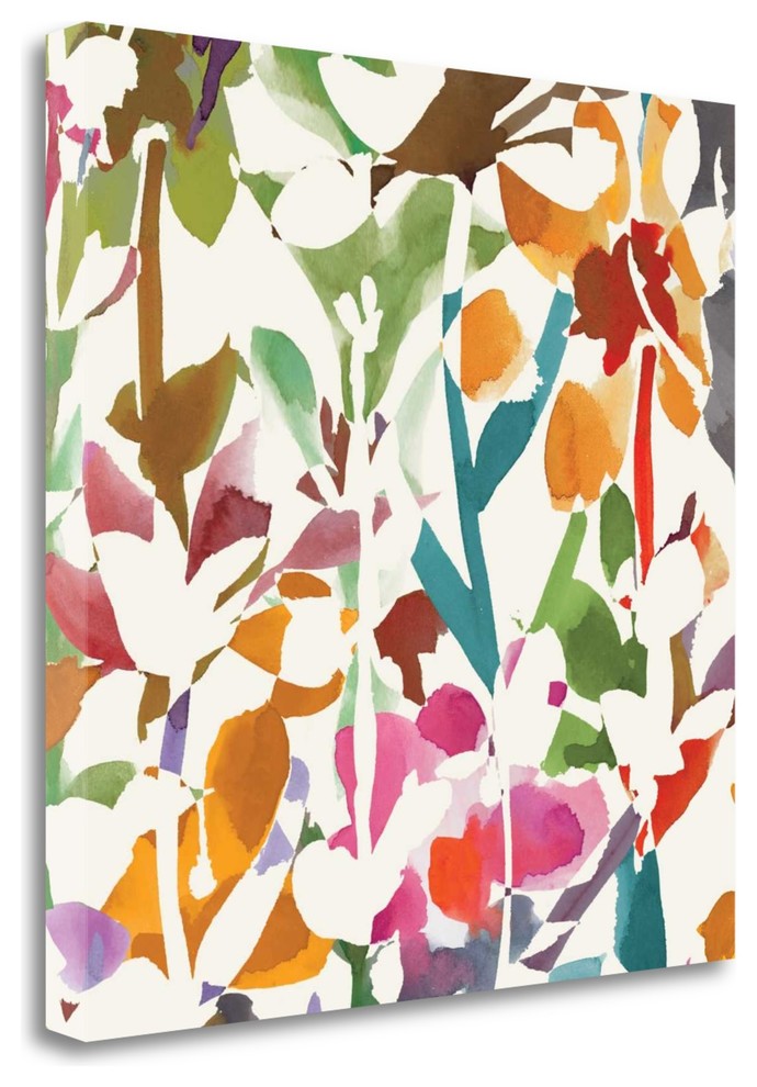 "Pink Garden Square II White" By Wild Apple Portfolio, Gallery Wrap Canvas