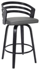 26" Gray Modern Faux Leather Swivel Bar Stool