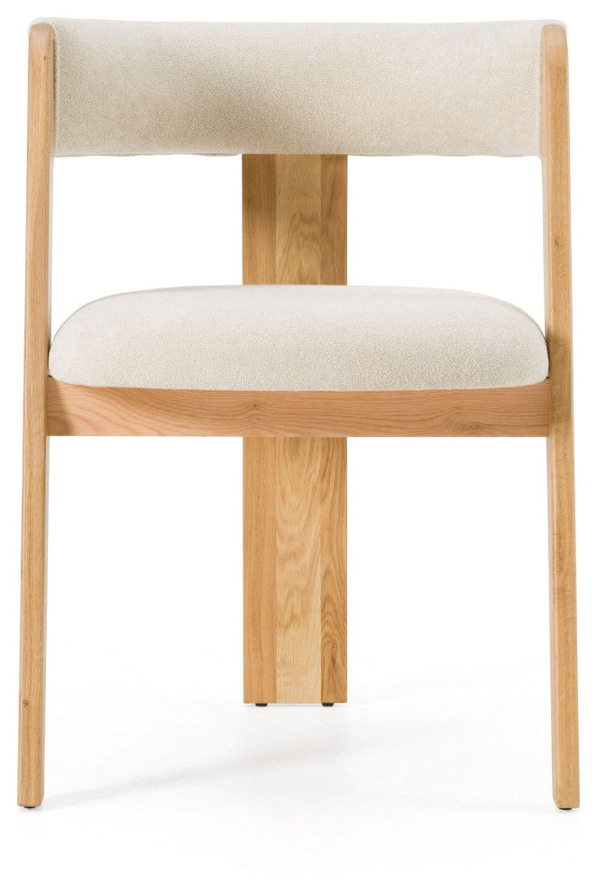 Modrest Washington Modern Beige Fabric + White Oak Dining Chair, Set of 2