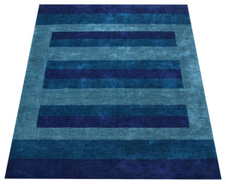 HAND KNOTTED LOOM SILK ECO-FRIENDLY AREA RUG-Rectangle,Blue Blue,Contemporary