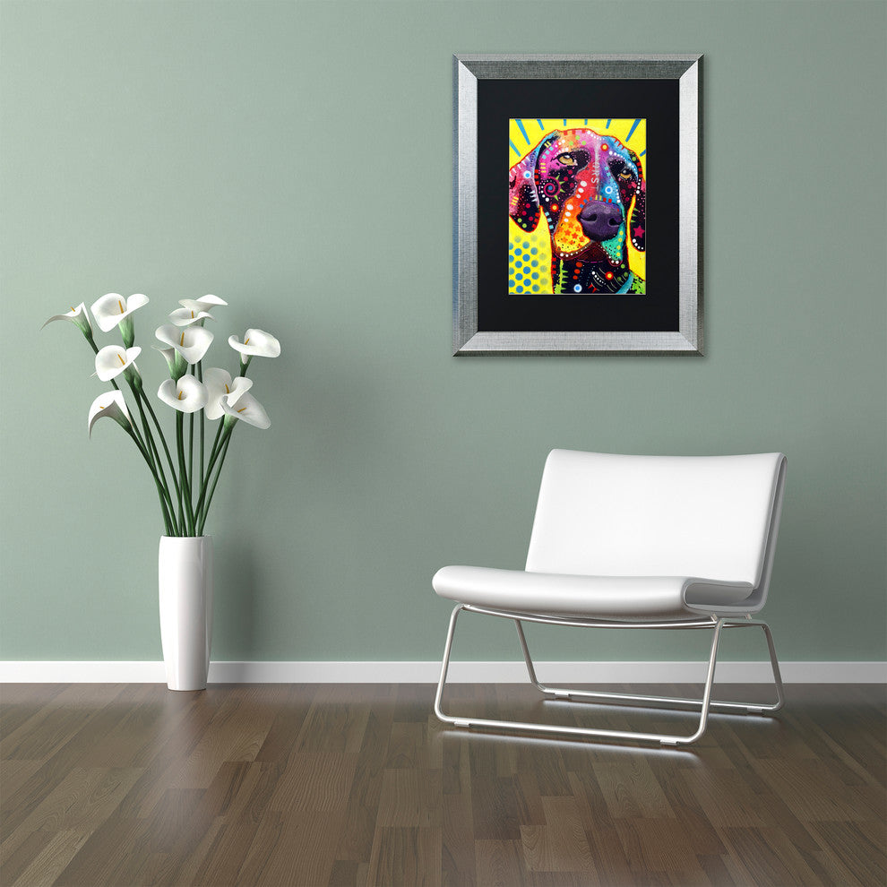 Dean Russo 'German Short Hair Pointer' Art, Silver Frame, 11"x14", Black Matte